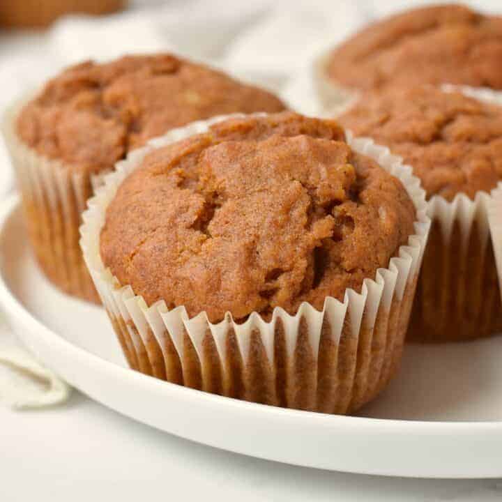 Pumpkin muffins on a plate.