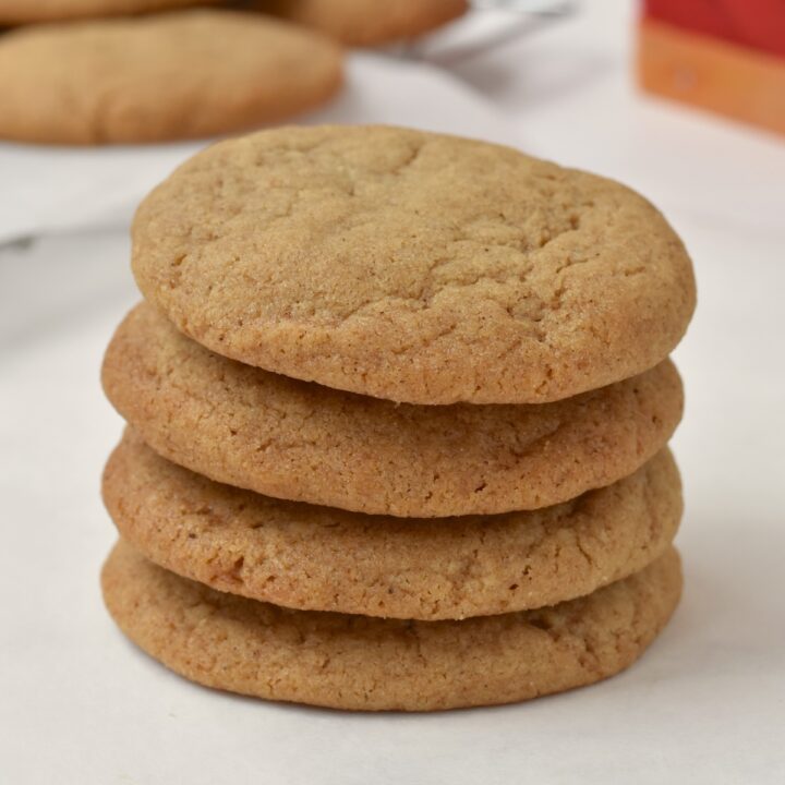 Stack of big soft ginger cookies.